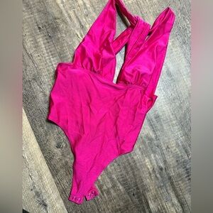 Pink Bodysuit with Plunging V-Neckline